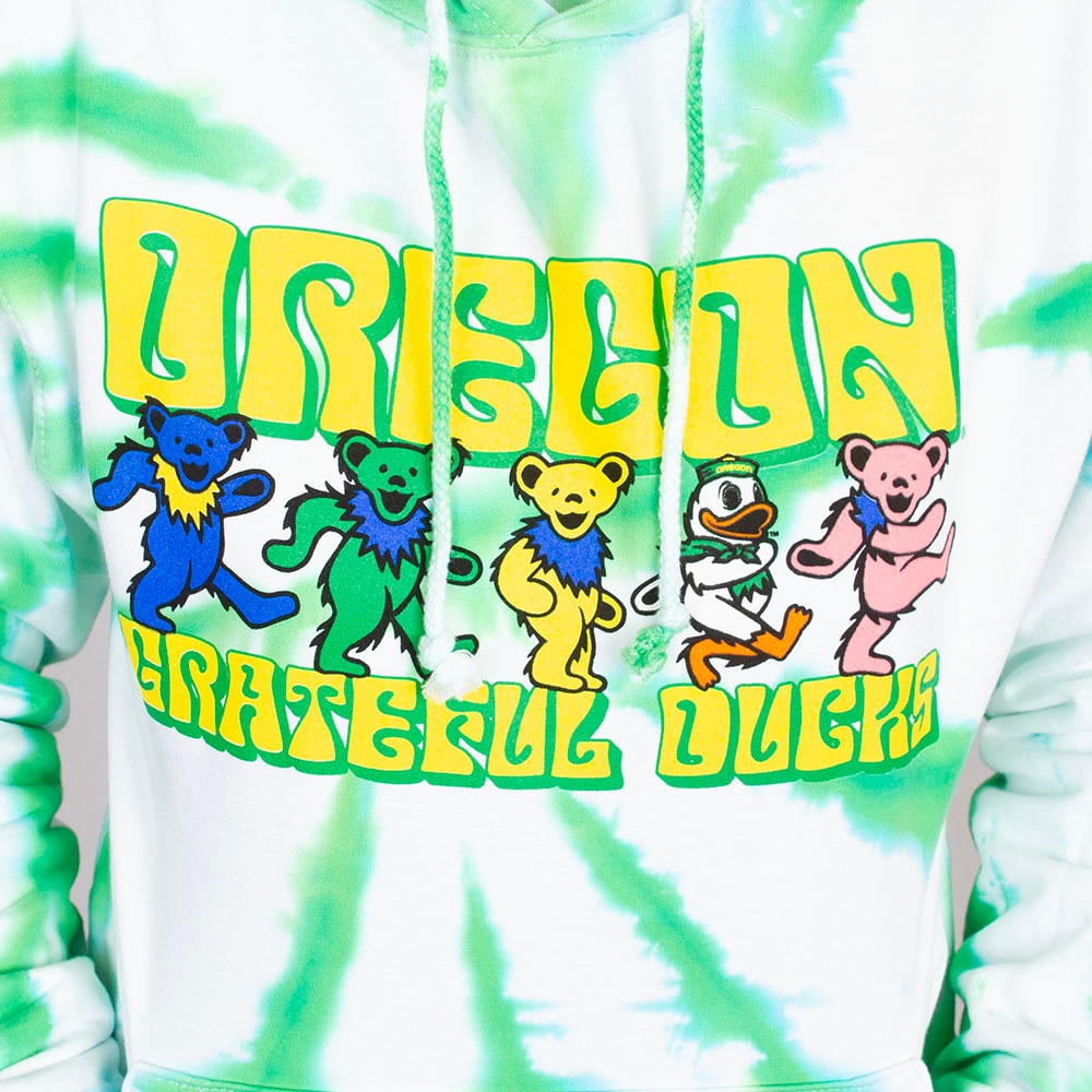 Ducks Spirit, Green, Hoodie, Cotton Blend, Men, Unisex, Football, Class Trip, Grateful Dead, Yellow Bear, Oregon mascot, Pullover, Sweatshirt, 996552